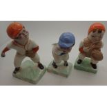 Three rare WR Midwinter novelty American baseball players all restuck to bases