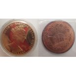 Two coins one Ceylon 1808 and two dollar Winston Churchill gold plated