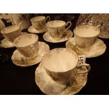 Set of six Royal Albert cups and saucers Kentish Rookery pattern