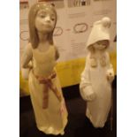 Two Lladro figurines Girl with a Hat and Hooded Girl with Scarf