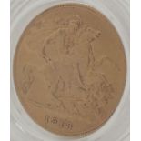 Encapsulated King George V gold half sovereign 1913 George and Draogn verso
