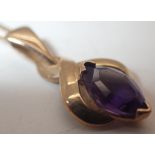 9ct gold amethyst pendant on a 9ct gold necklace