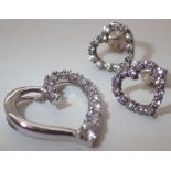 925 silver stone set heart pendant and earring set