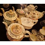 Eight Victorian teapots including Coalport Wedgwood etc with damage