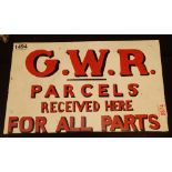 Great Western railway parcels metal sign 40 x 26 cm