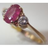 18ct gold oval ruby and diamond ring RRP £1000 size L