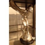 Large Spirit of Ecstasy figurine on marble base H: 37 cm