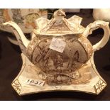 Victorian Chinoiserie teapot and stand with registration marks