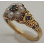 Georgian gold emerald and pearl ring