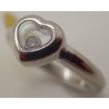 18ct white gold genuine Chopard Happy Diamond heart ring size J