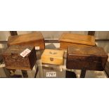 Five wooden boxes including Anglo Indian carved cigarette boxes Mauchline ware and a Manekin cigar