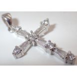 925 silver stone set fancy cross