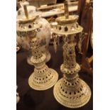 Pair of brass altar candlesticks with later electric conversion H: 42 cm