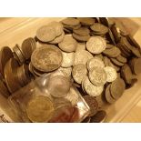 Box of UK coinage including some silver