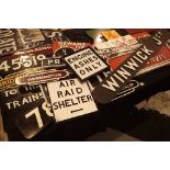 Large collection of reproduction railway related wooden hand painted signs various sizes