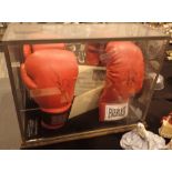 Double display boxing gloves Sugar Ray Leonard and Roberto Duran with CoA for both gloves and