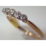 18ct gold and platinum vintage five stone diamond ring size P