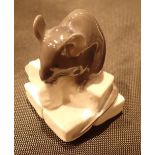 Royal Copenhagen mouse with cheese figurine H: 10 cm