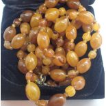 Single strand necklace of butterscotch amber beads