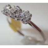 Antique platinum three stone diamond ring approximately 0.