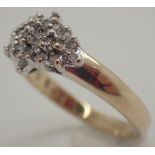 9ct gold diamond cluster ring size L