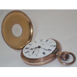 Gold plated crown wind half hunter pocket watch with inscription Lever Bros 1905 A/F