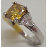 925 silver fancy yellow stone ring size J