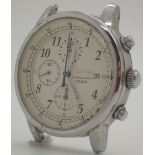 Seiko chronograph 100 M cream face wristwatch head CONDITION REPORT: Dial appears