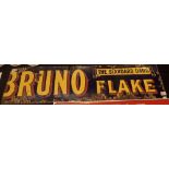 Original metal and enamel Bruno Flake sign 120 x 30 cm