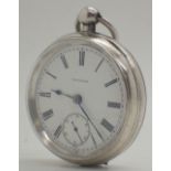 Waltham hallmarked silver open face pocket watch with subsidary seconds dial Birmingham hallmark