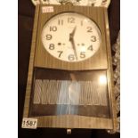 Seiko thirty day wall clock with key and pendulum 1960s