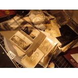 Tray of vintage photography including glass contact plates