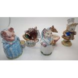 Five Beswick Beatrix Potter figurines Appley Dapply Anna Marie Tabitha Twitchit Amiable Guinea Pig