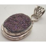 925 silver glitter stone pendant