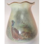 Royal Worcester small Stinton Pheasants vase H: 9 cm