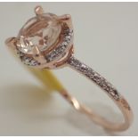 10K rose gold fancy stone set ring believed to be Morganite size N