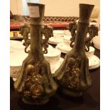 Pair of bronze gilt dragon vases H: 24 cm