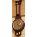 Wood cased banjo barometer thermometer