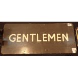 Hand painted double sided wooden railway station Gentleman sign 70 x 30 cm