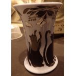 Moorcroft Lucky Black Cat vase H: 15 cm