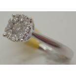 9ct white gold diamond halo ring approximately 0.