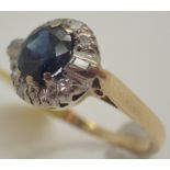 18ct gold tested vintage sapphire and diamond ring size L