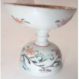 Antique porcelain Chinese Qianlong Famille Rose rare Eye Bath comprising egg shaped bowl support on