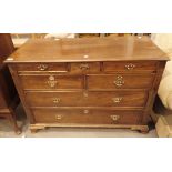 Antique mahogany chest of two long under two short under three shorter drawers on bracket feet L: