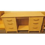 Modern ash effect dressing table with two pillars of three drawers L: 143 cm