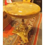 Onyx top circular side table with brass support and matching onyx base D: 50 cm H: 56 cm