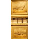 Pair of gilt framed seascape oils on board 18 x 14 cm