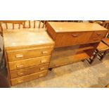 Avalon teak bookshelves with drawers above and a set of drawers