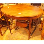 Edwardian oval table with under tier boxwood inlay and stringing 91 x 60 x 72 H cm
