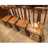 Four oak dining chairs with drop in seats